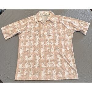 Vintage Lilly Dache Polo Shirt Men's L Short Sleeve Retro Abstract 80s Pattern